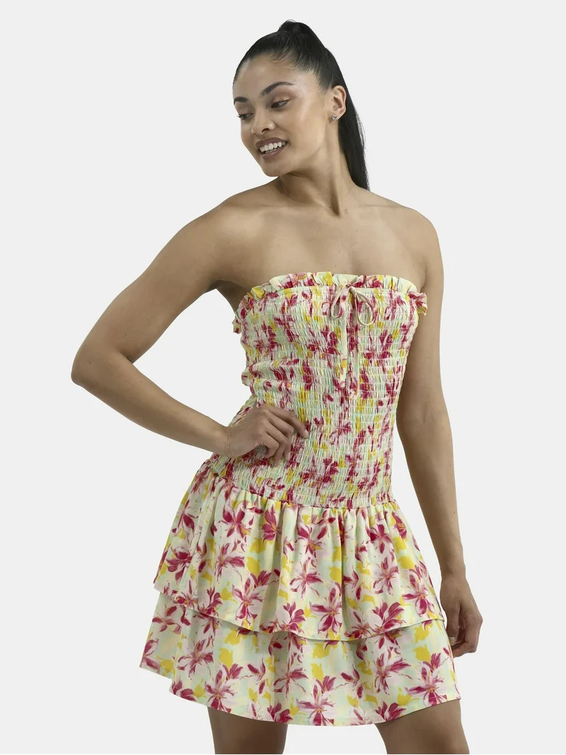 No Boundaries Smocked Ruffle Dress, Women's | Walmart (US)