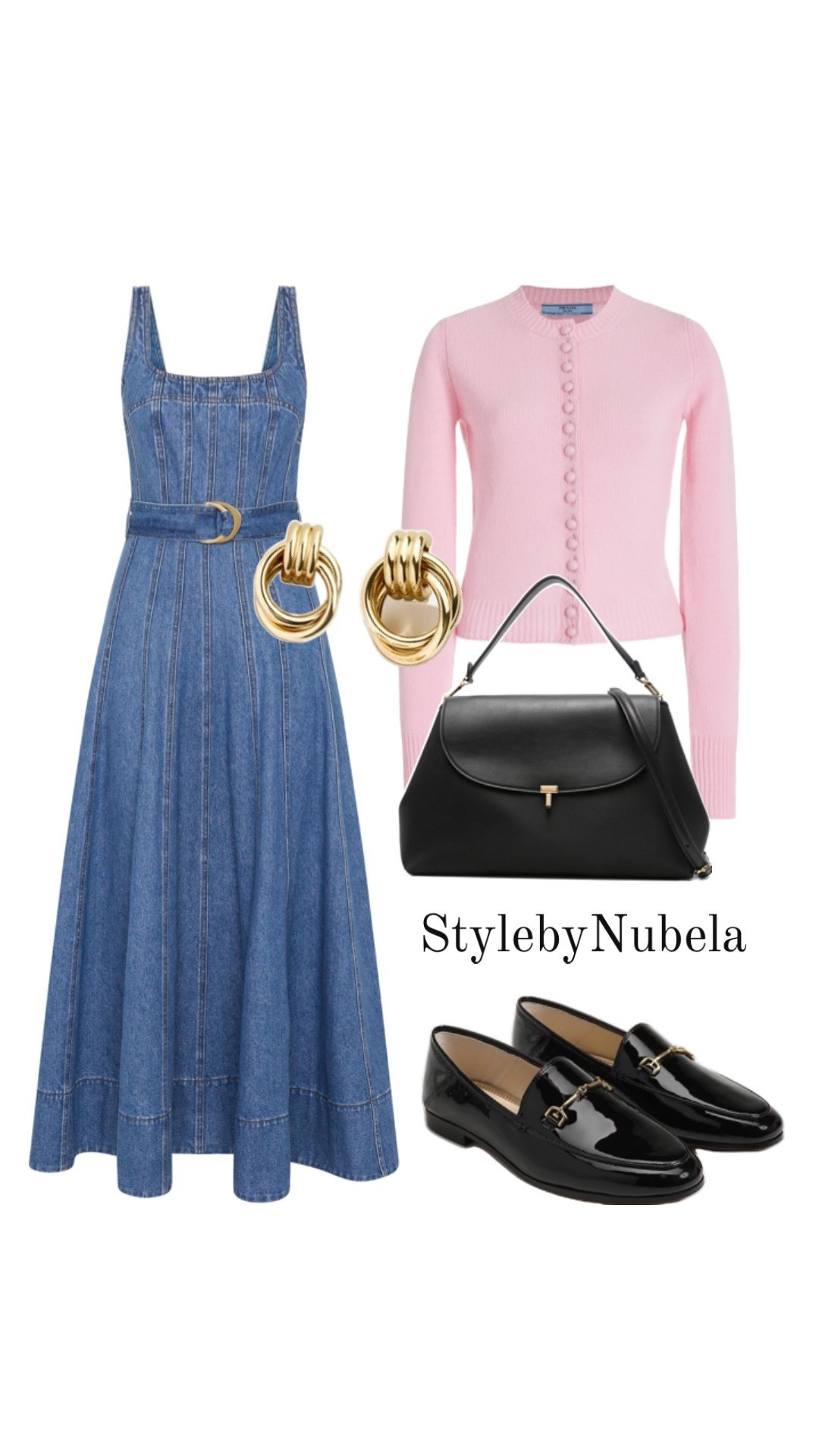 Midi Denim Dresses, loafers, Pink cardigan, Shoulder bags and sunglasses for an effortless look. #OOTD #Denim #LTKFinds #WhattoWear#LTKxMadewell#LTKSummerEdit 

#LTKFallSale #LTKStyleTip #LTKSaleAlert