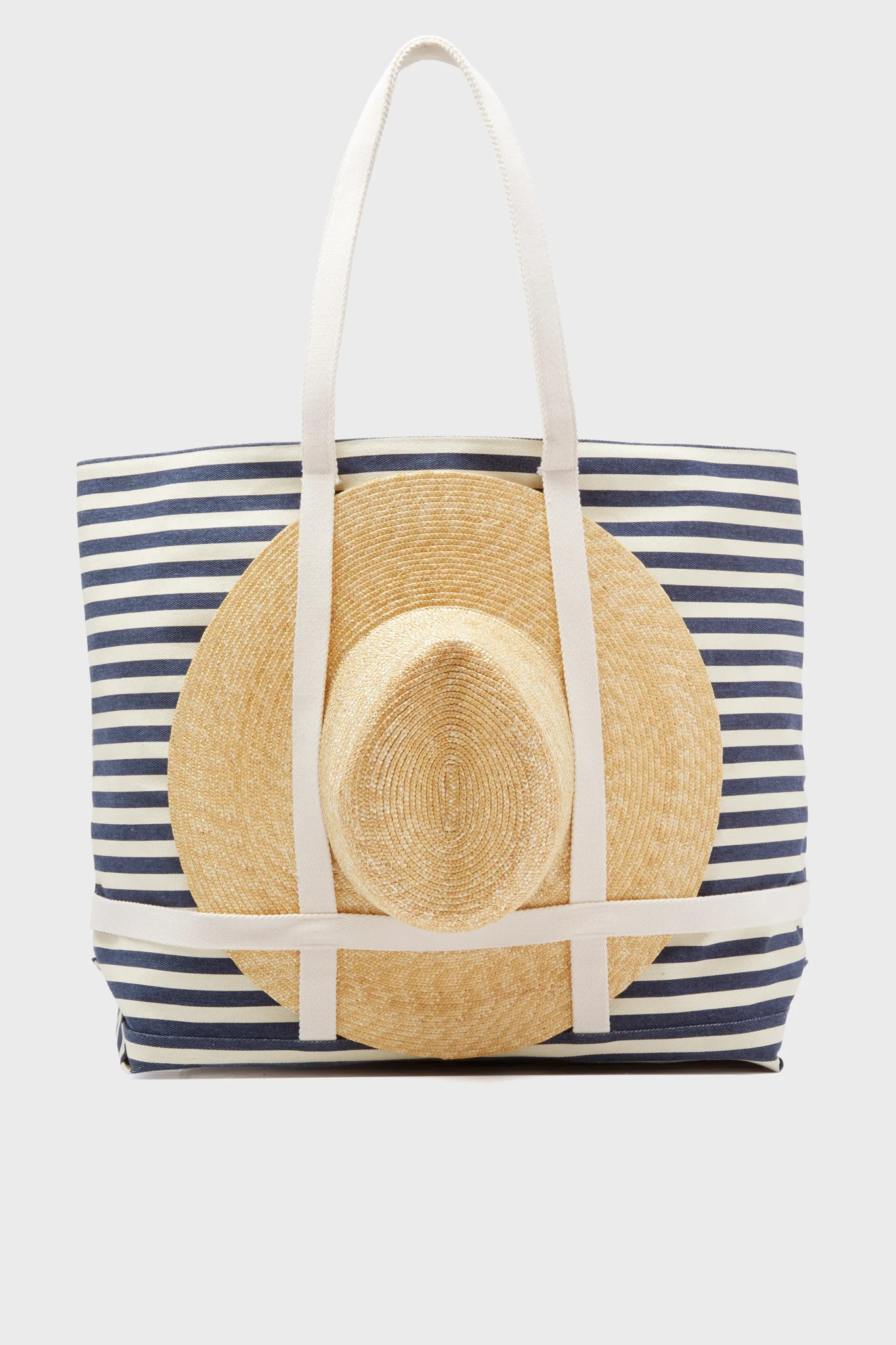 Navy Striped Sunhat Size Traveler Tote | Tuckernuck (US)