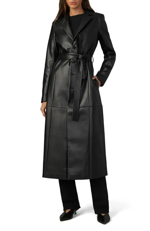 Joe's Faux Leather Trench Coat in Black at Nordstrom, Size Medium | Nordstrom