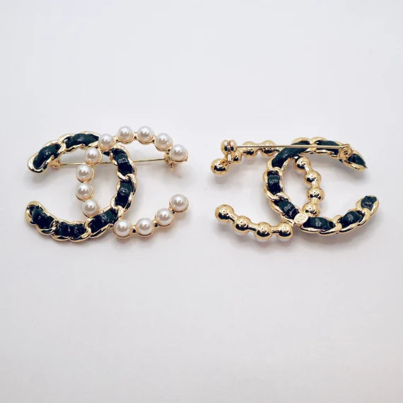 Black Gold Pearl Brooch Pin D007 | Etsy | Etsy (US)