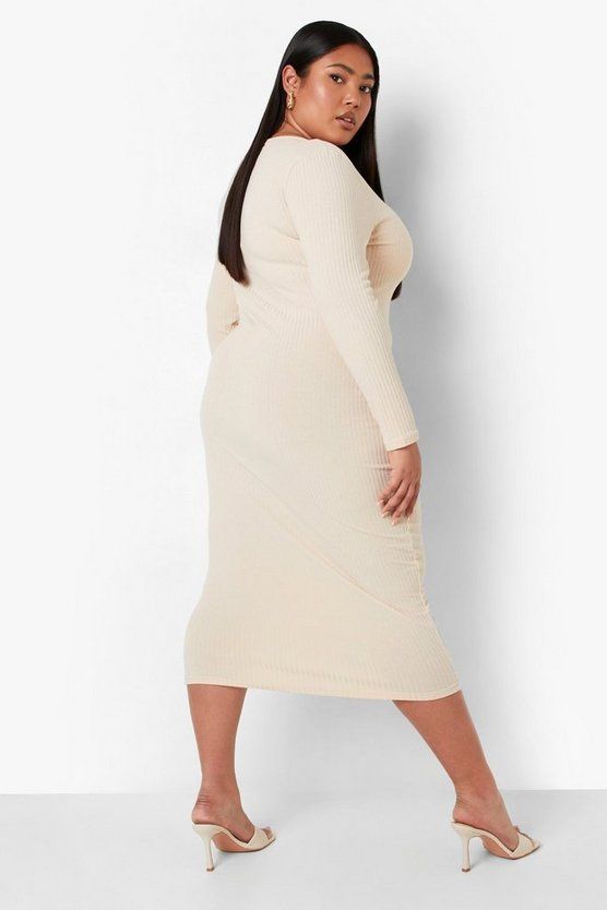 Plus Knitted Rib Midi Dress | Boohoo.com (US & CA)
