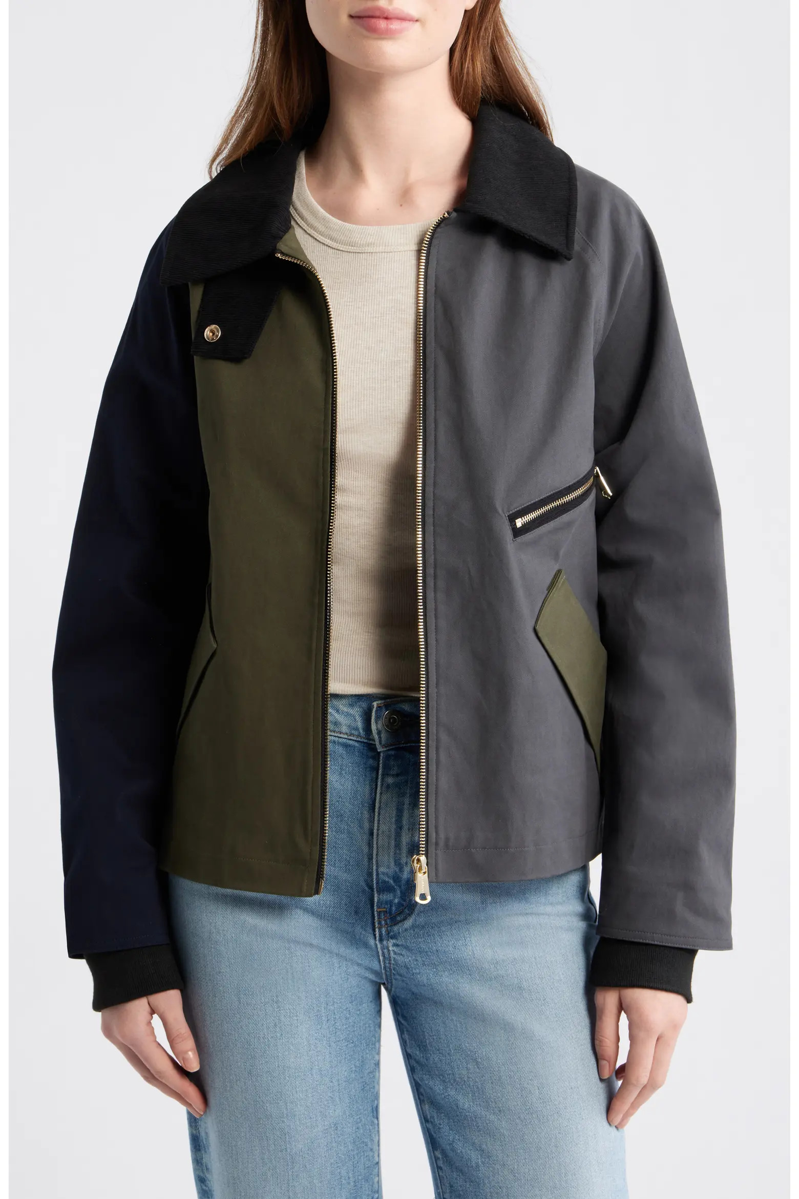 Short Colorblock Stretch Rain Jacket (Women) | Nordstrom | Nordstrom