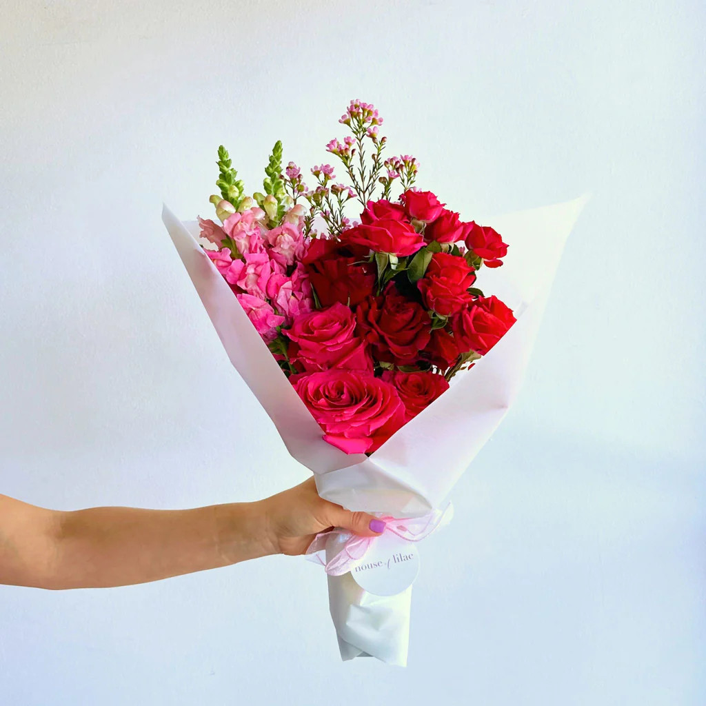 valentine's day single fresh flower bouquet wrap | House of Lilac