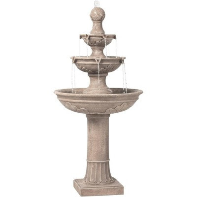 John Timberland Stafford Rustic 3 Tier Cascading Bubbler Outdoor Floor Water Fountain 48" for Yard Garden Patio Home Deck Porch House Exterior Balcony | Target
