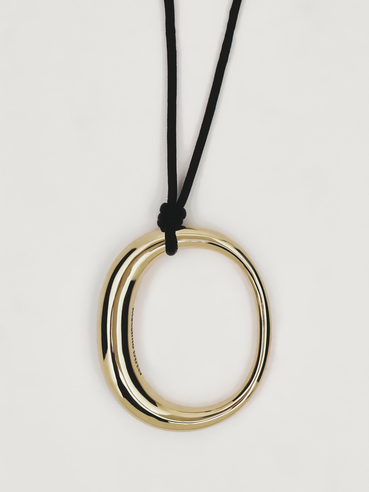 Leather cord necklace with oval piece | Massimo Dutti UK