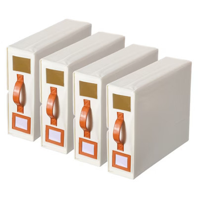 Unique Bargains Fabric Bed Sheet Organizers and Storage with PU Handle 4 Pcs Beige | Target