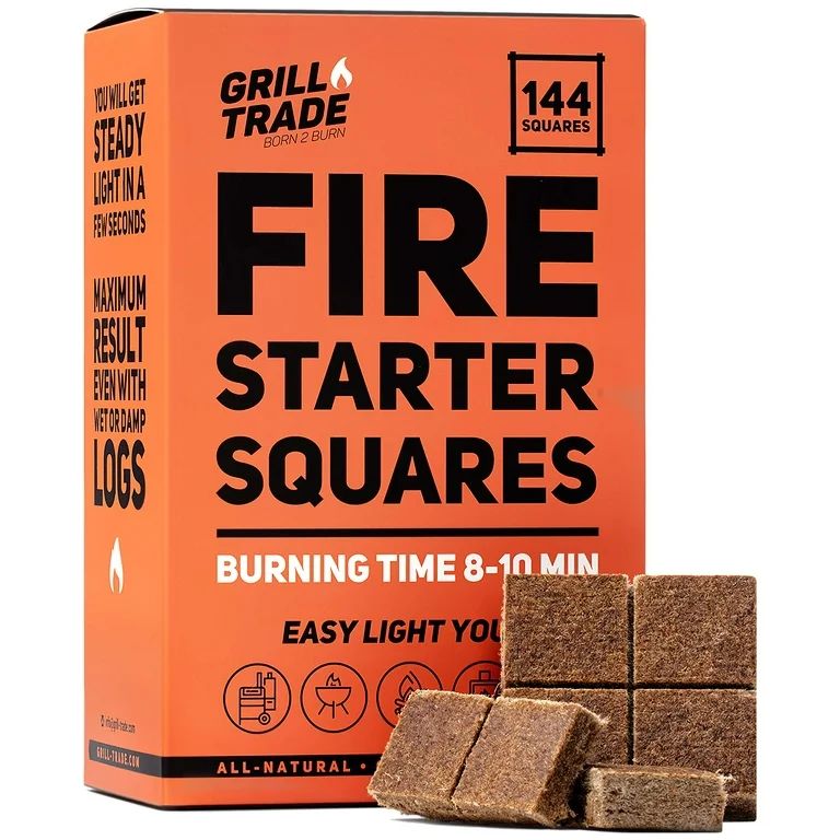 Grill Trade Fire Starter Squares 144 - Easy BBQ Grill, Camping, Wood Stove, Smoker Lighting | Walmart (US)