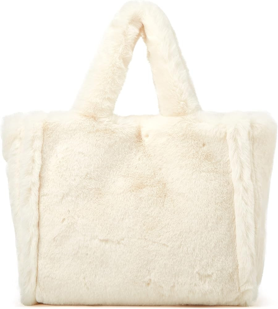 Tote Bag large Shoulder Bag Fleece Faux Fur Hobo Tote Bag Handbag Retro Bag Solid Color Big Purse | Amazon (US)