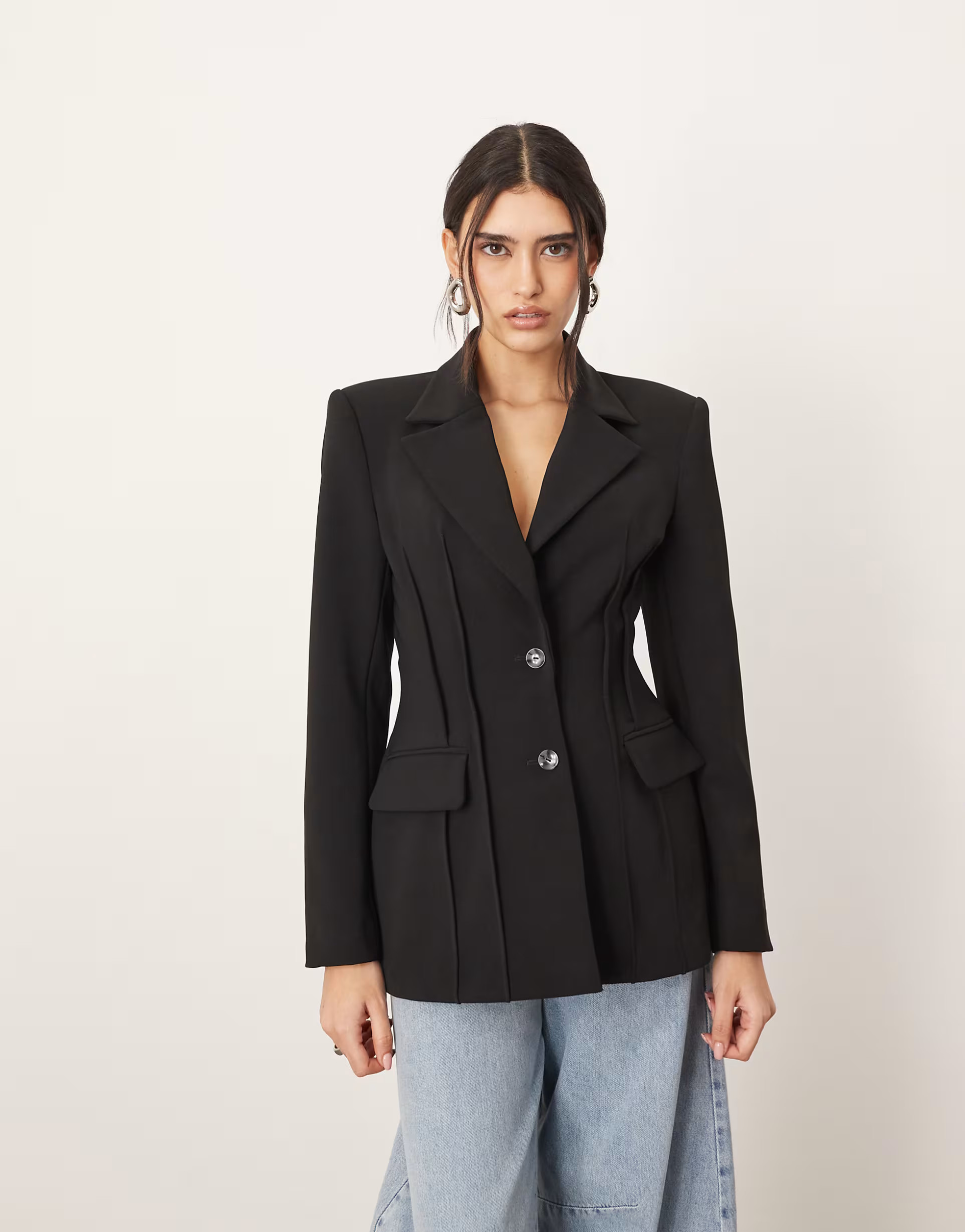 ARRANGE premium sculpted blazer in black | ASOS | ASOS (Global)