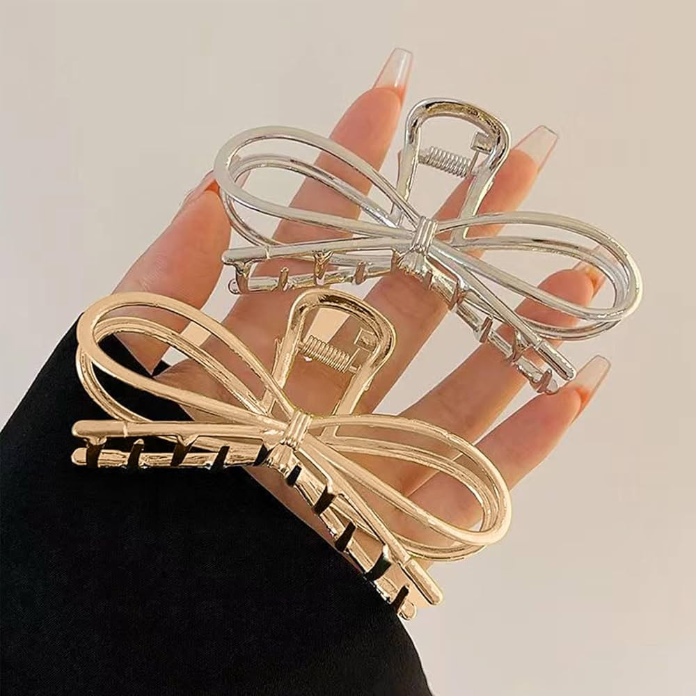 2 Pack Butterfly Metal Hair Clips for Women - 4.1 Inch Strong Hold Barrette Claw Clips for Thin, ... | Amazon (US)