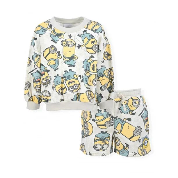 Minions Baby and Toddler Boy French Terry Sweatshirt and Shorts Outfit Set, 2-Piece, Sizes 12M-5T... | Walmart (US)