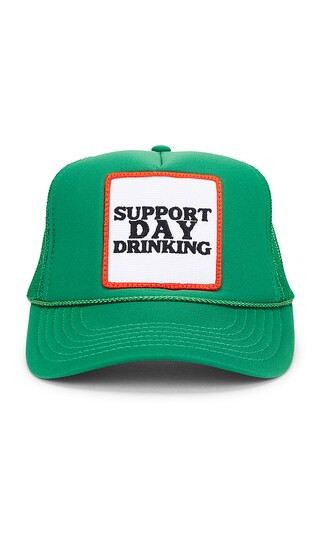 Support Day Drinking Trucker Hat in Green | Revolve Clothing (Global)