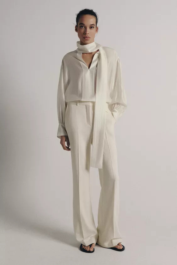 ZW COLLECTION SATIN SHIRT WITH TIES | Zara UK