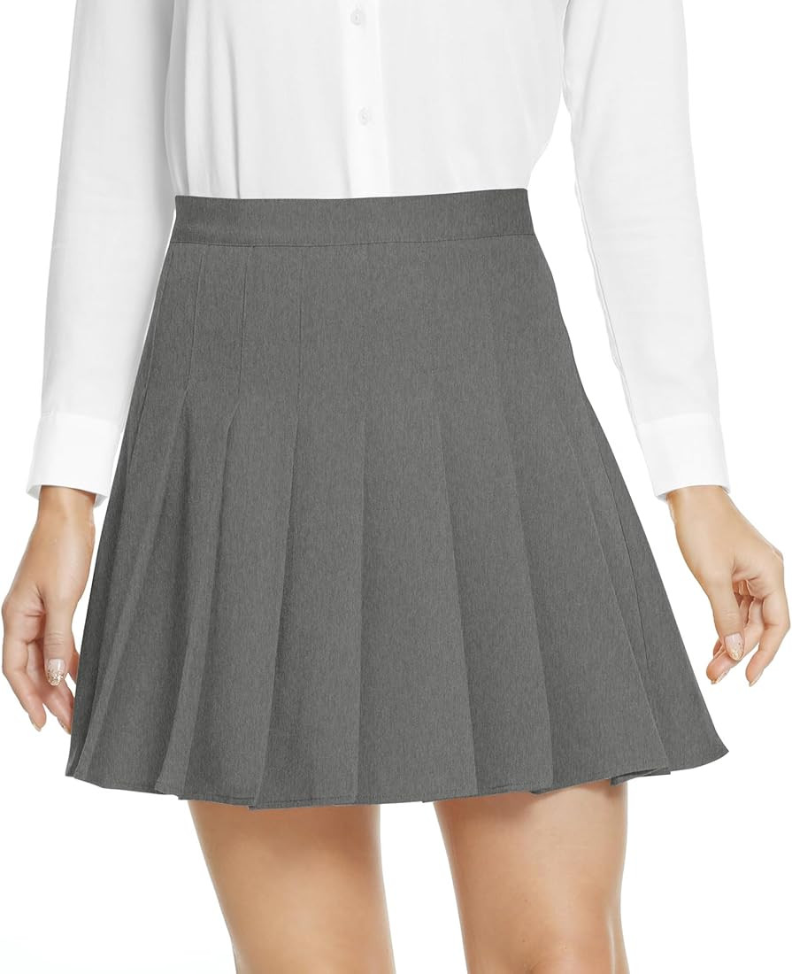 Urban CoCo Women's Pleated High Waist Solid School Uniform Skirt | Amazon (CA)
