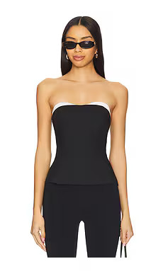 superdown Anika Strapless Top in Black & White from Revolve.com | Revolve Clothing (Global)