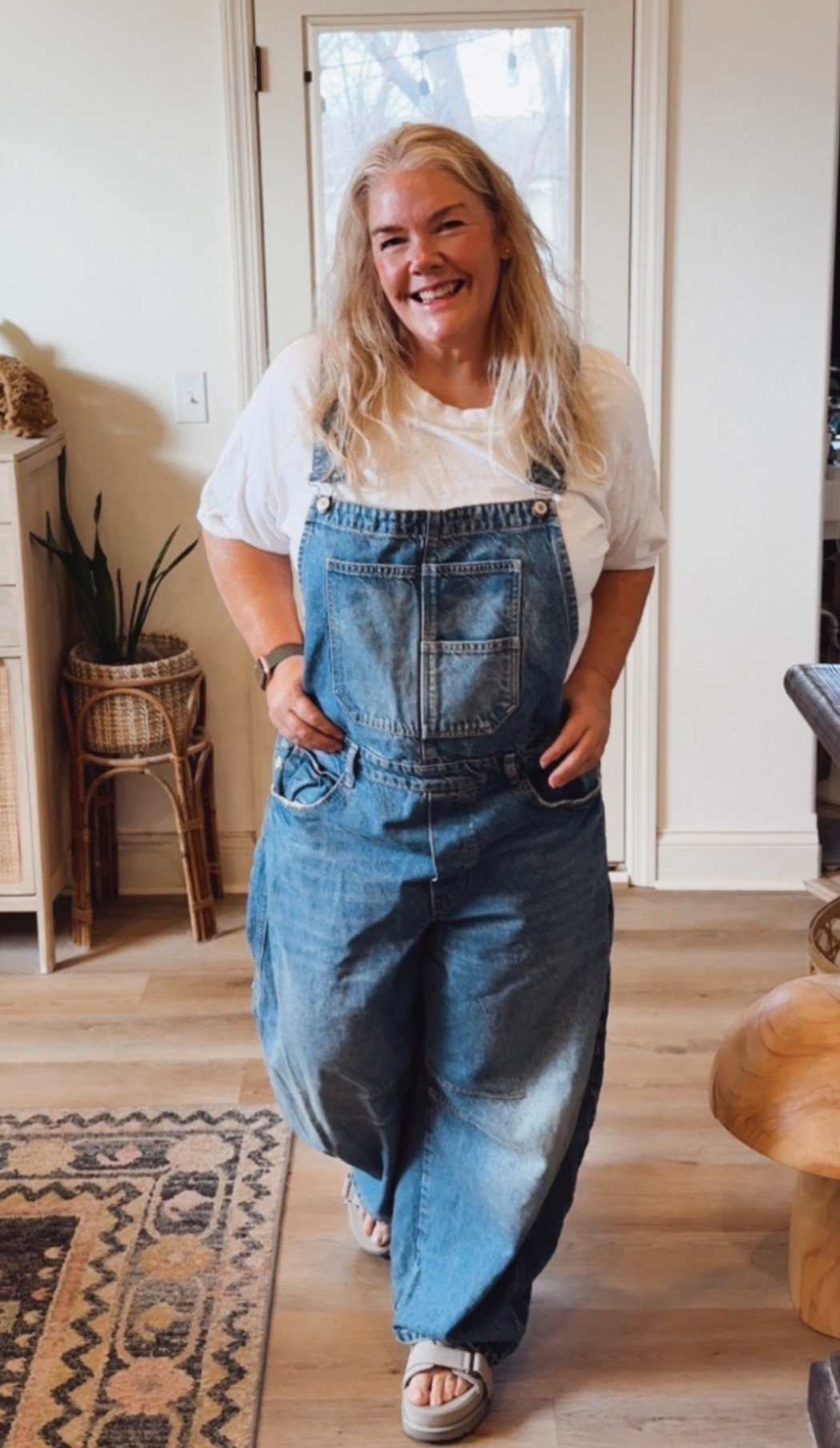 My FP Barrel overalls still fit after my weight loss and I still love em!! Highly recommend! These are the XL. #overalls #freepeople 

#LTKMidsize #LTKOver40 #LTKootd