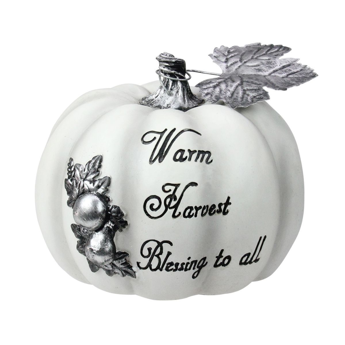 Northlight 8" White and Black "Warm Harvest Blessing" Pumpkin Fall Harvest Decoration | Target