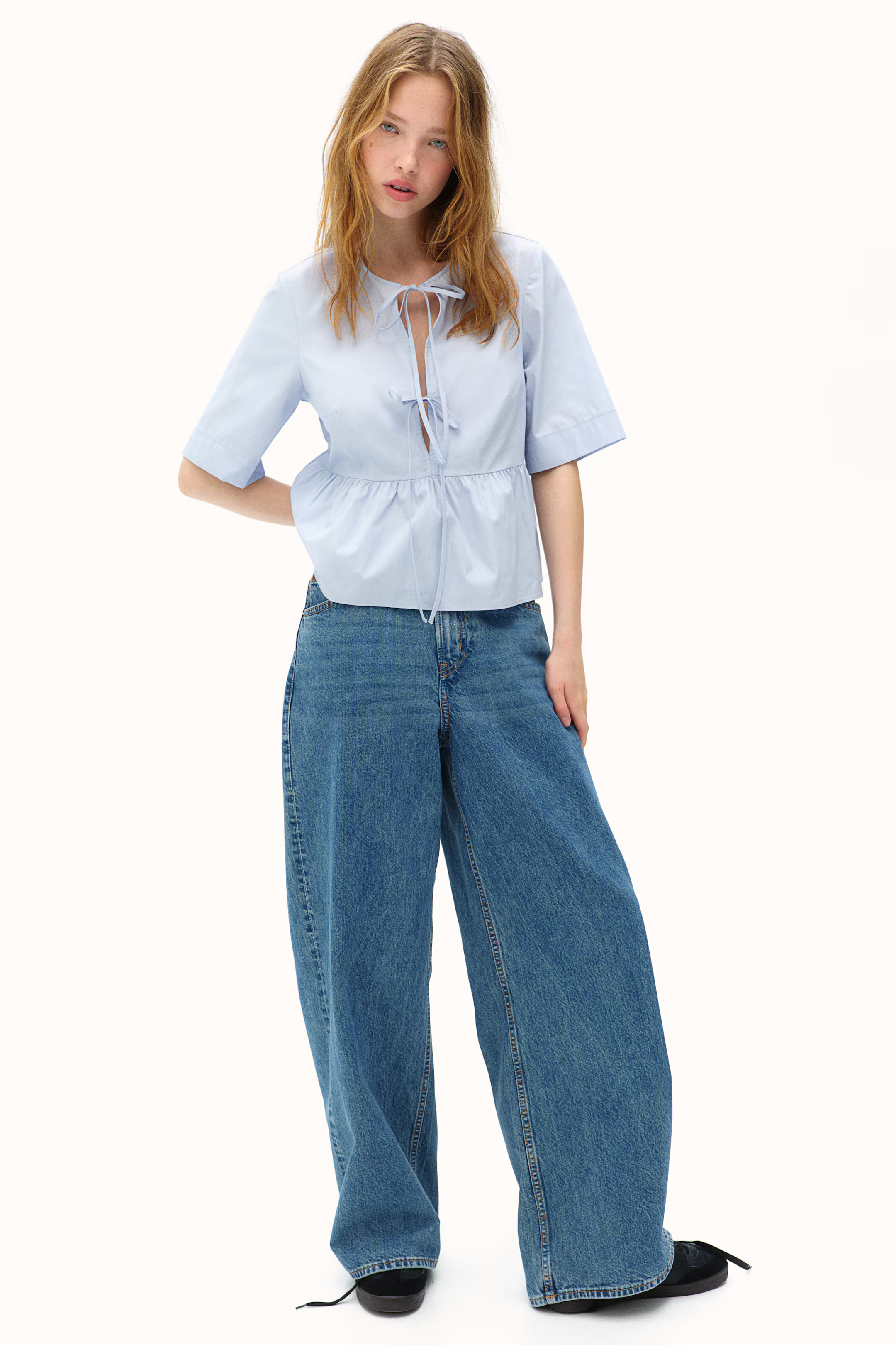 Tie-front Poplin Blouse | H&M (US + CA)