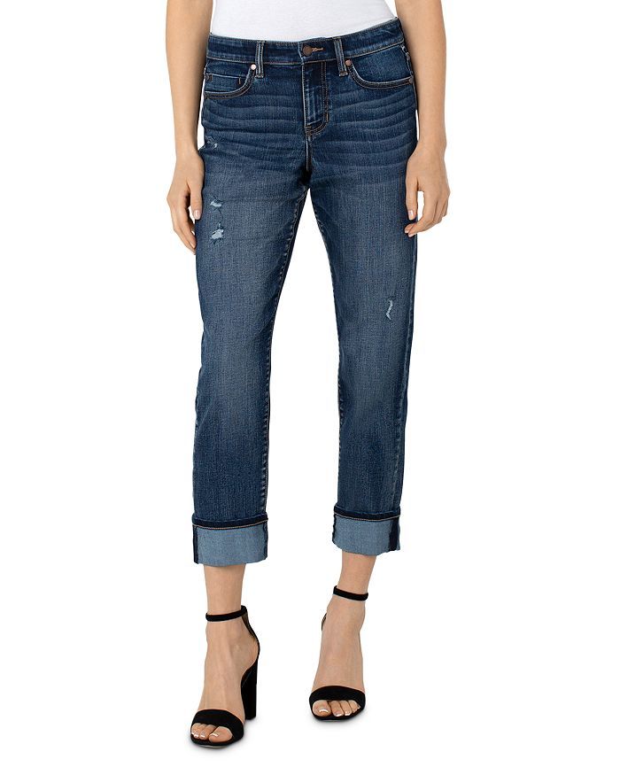 Liverpool Los Angeles Marley Cuffed High Rise Ankle Straight Girlfriend Jeans in Bartlett Back to... | Bloomingdale's (US)