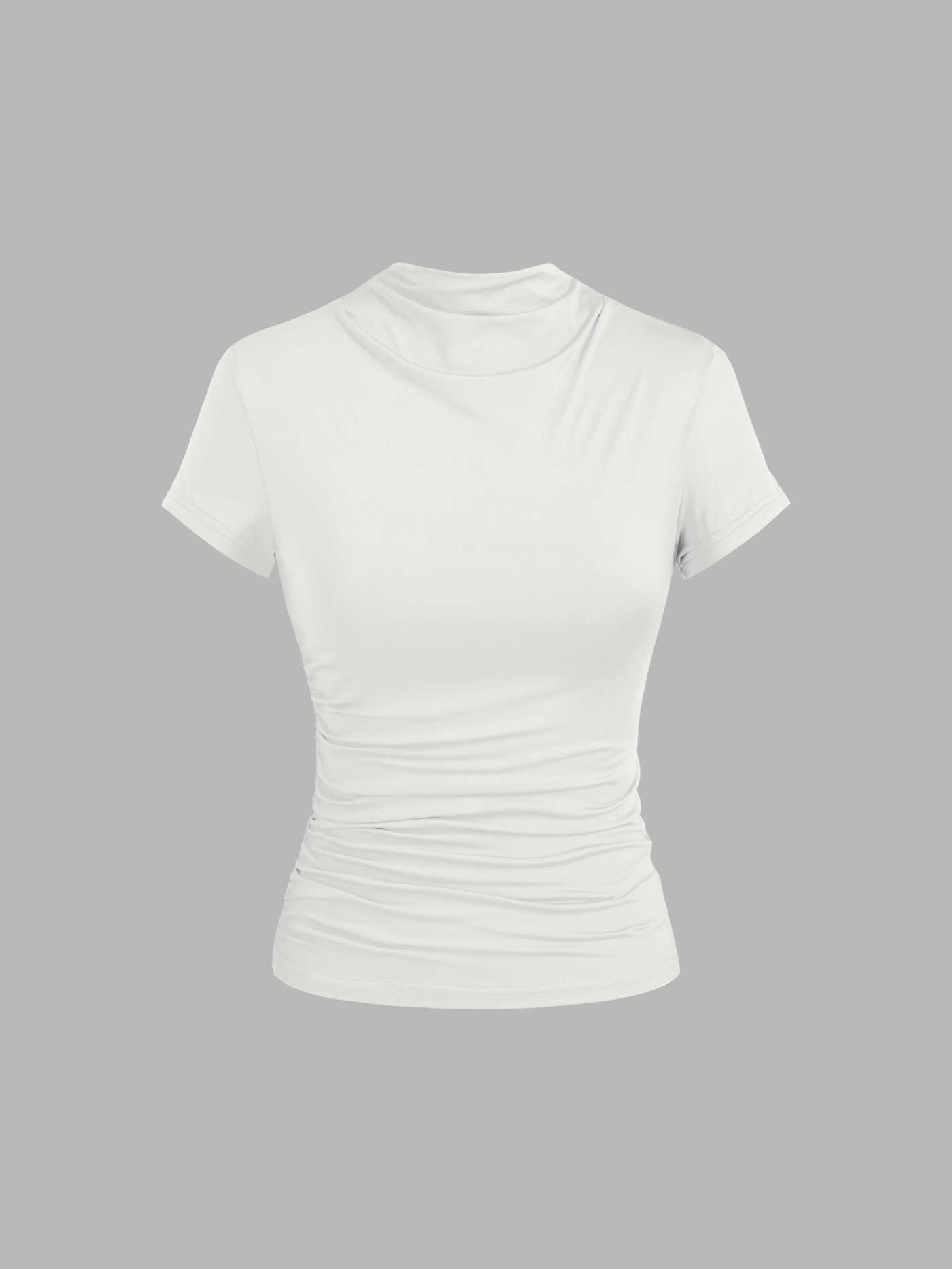 High Neck Ruched Short Sleeve Tee | Cider