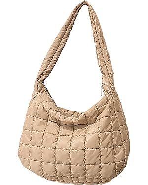 Large Puffer Tote Bag, Shoulder Bag for Women, Lightweight Quilted Tote Bags Handbag with Zipper ... | Amazon (US)