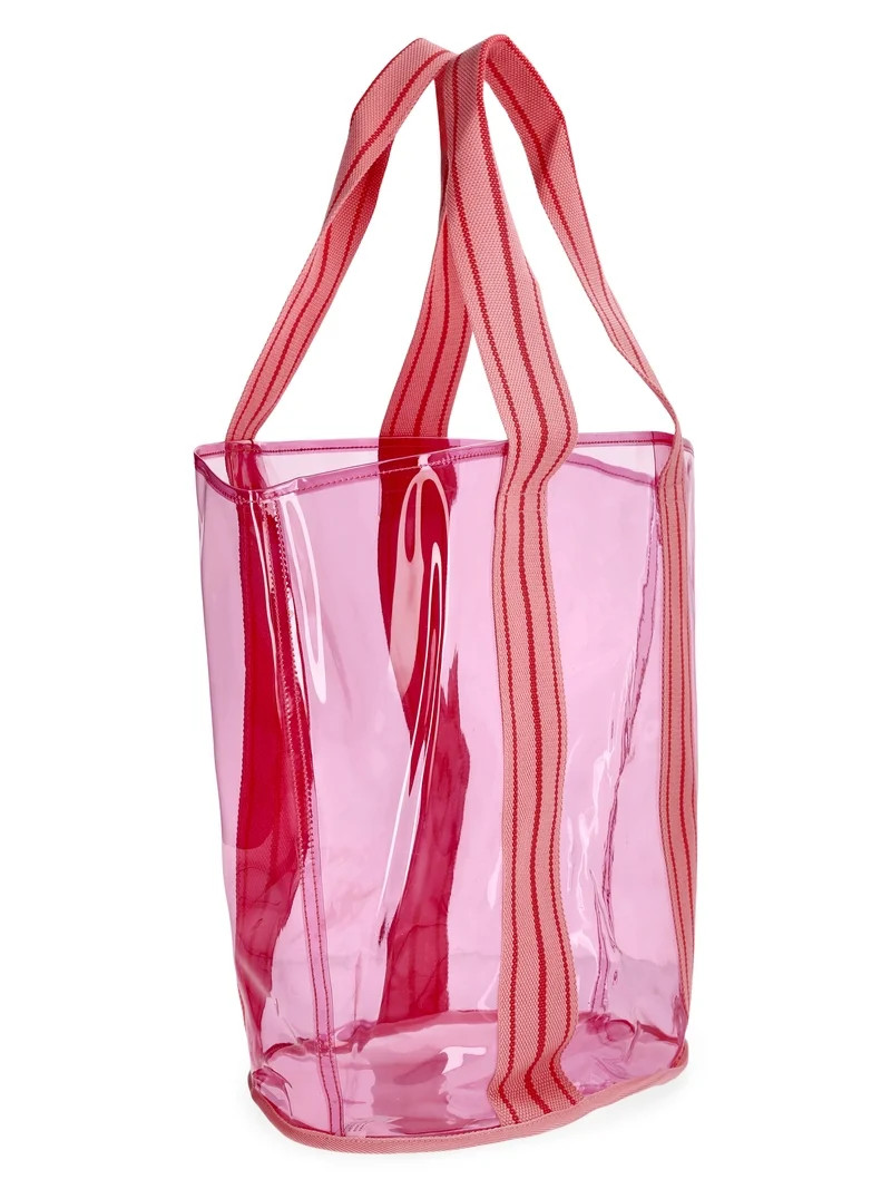 No Boundaries Women's Clear Beach Tote, Pink | Walmart (US)