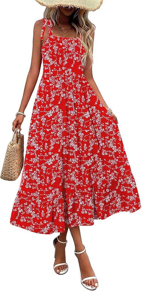Zeagoo Women Summer Maxi Dress with Pockets 2025 Spaghetti Strap Sundress Casual Flowy Boho Dress... | Amazon (US)