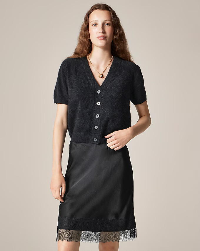 Brushed cashmere short-sleeve cardigan | J. Crew US