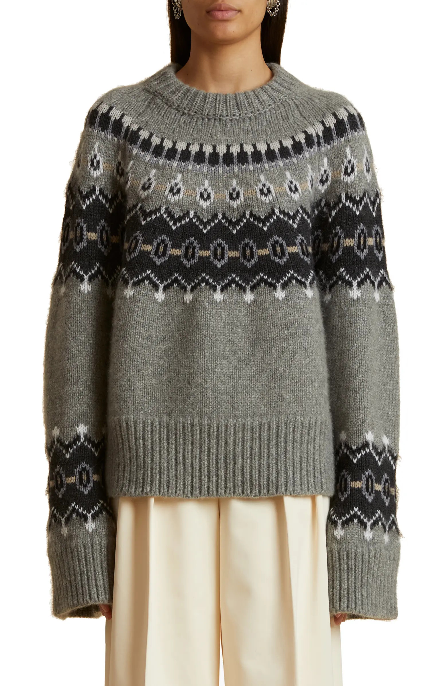 Khaite Halo Oversize Fair Isle Cashmere Blend Sweater | Nordstrom | Nordstrom