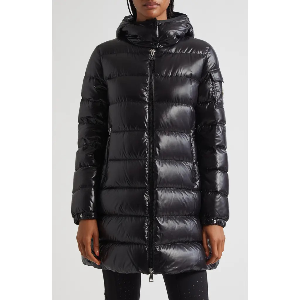 Moncler Courcelles Down Hooded Coat in Black at Nordstrom, Size 2 | Nordstrom