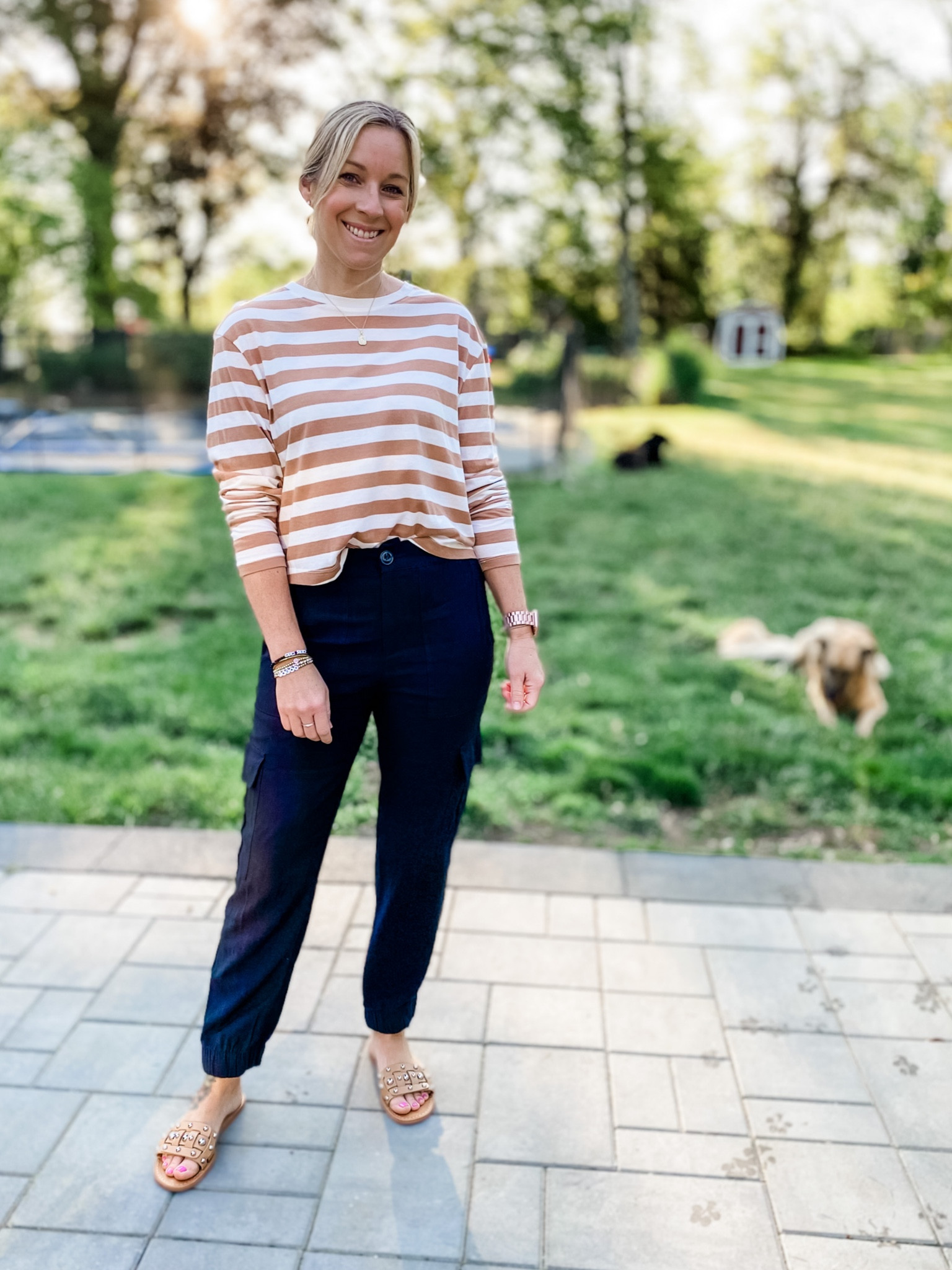 Comfortable workwear. Black cargo pants from sanctuary and a striped thin tee from @target. Both true to size  

#LTKstyletip #LTKFind #LTKworkwear