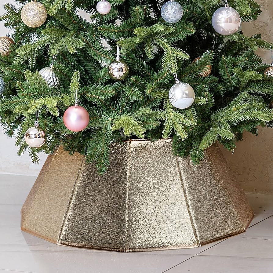 Dazzling Christmas Tree Collar, 26" D Crystal Christmas Tree Base Cover, Foldable Christmas Tree ... | Amazon (US)