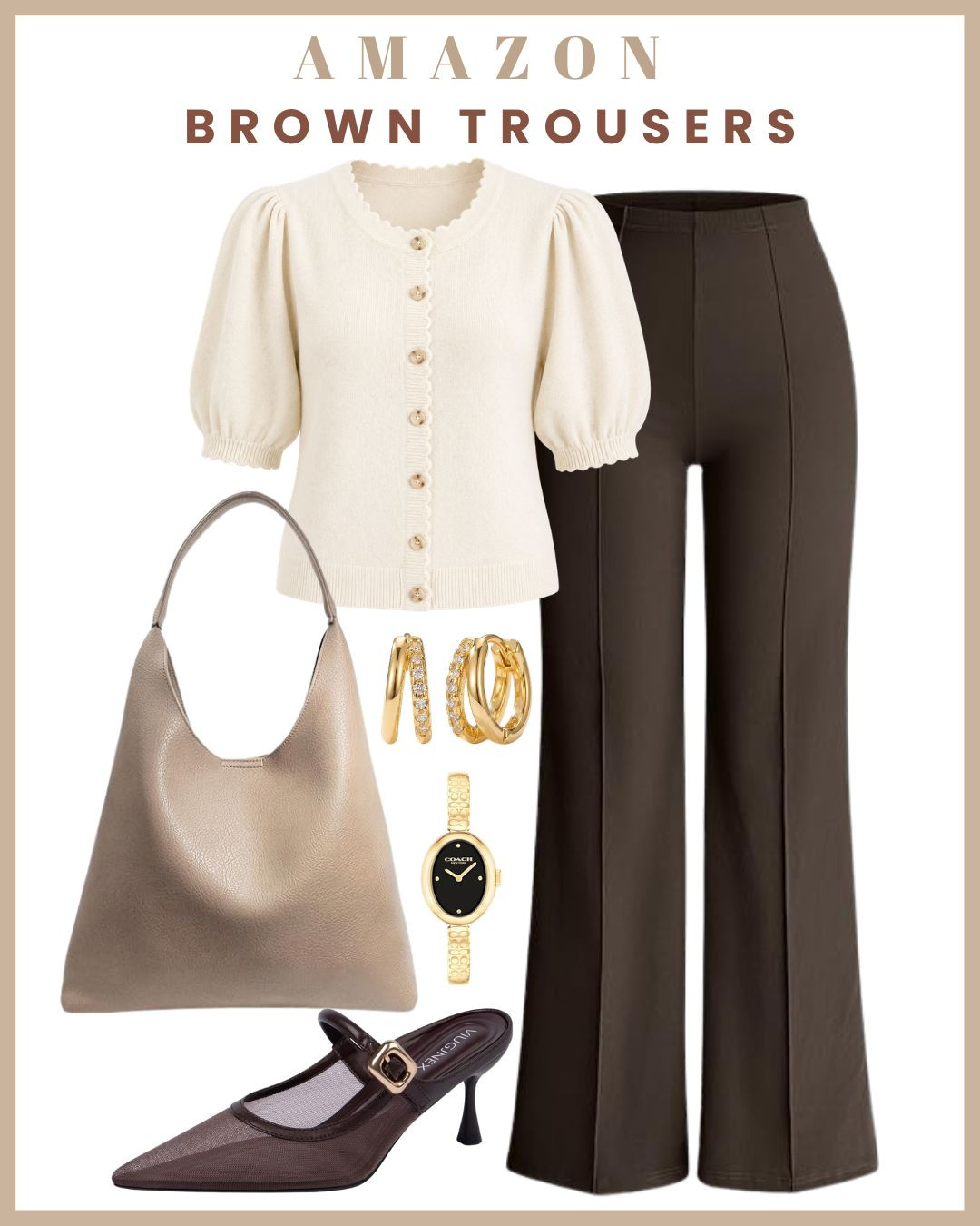 Brown trousers = the ultimate workwear staple 🤎✨ Styled these Amazon brown trousers into polished, office-ready looks that feel timeless, chic, and easy to wear 🙌 🤎 Pair with a white blouse for classic elegance ✨ Style with neutrals for a soft, elevated capsule wardrobe feel Comfortable, versatile, and perfect for building effortless workwear outfits 👏 (Brown Trousers, Brown Pants Outfit, Neutral Outfit Ideas, Wide Leg Brown Trousers, Tailored Trousers Outfit, Chic Workwear Style, Business Casual Outfit, Smart Casual Look, Brown Trousers for Work, Minimalist Wardrobe, Capsule Wardrobe Staples, Everyday Outfit Inspiration, Street Style Outfit, Effortless Style, Neutral Tones Outfit, Brown Trousers Styling, Office Outfit Inspiration) 

 #LTKgrwm #LTKootd #LTKTravel