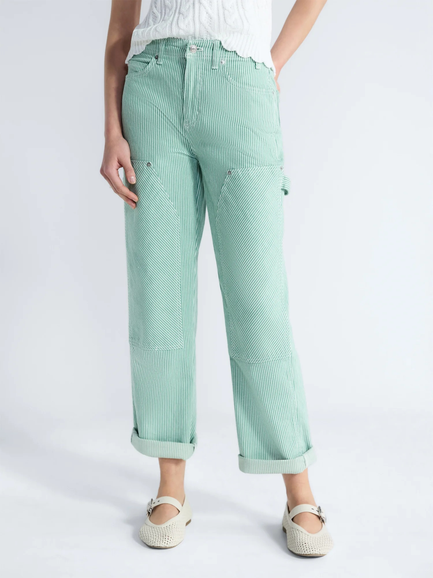 Free Assembly Women's Mid Rise Relaxed Carpenter Jeans, Sizes 0-16 | Walmart (US)