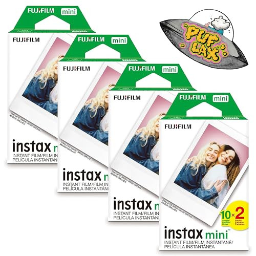 FUJIFILM Mini Instant Camera Film: 80 Shoots Total, Value Pack, (10 Sheets x 8) - Capture Memories Anytime, Anywhere - Includes Puflax UFO Sticker | Amazon (US)