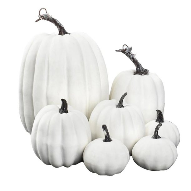 7Pcs Halloween Simulation Pumpkin, Model Artificial Craft Fall Harvest Decoration, White - Walmar... | Walmart (US)