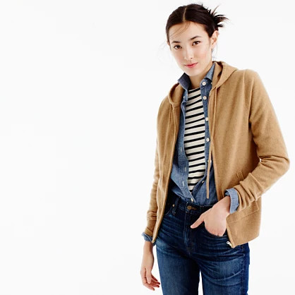 Italian cashmere zip-front hoodie | J.Crew US