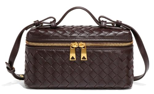 Trendy Woven Crossbody Purse Square Box Hobo Bags Women Shoulder Bag Cute Satchels PU Leather Top-Handle Tote Handbag | Amazon (US)