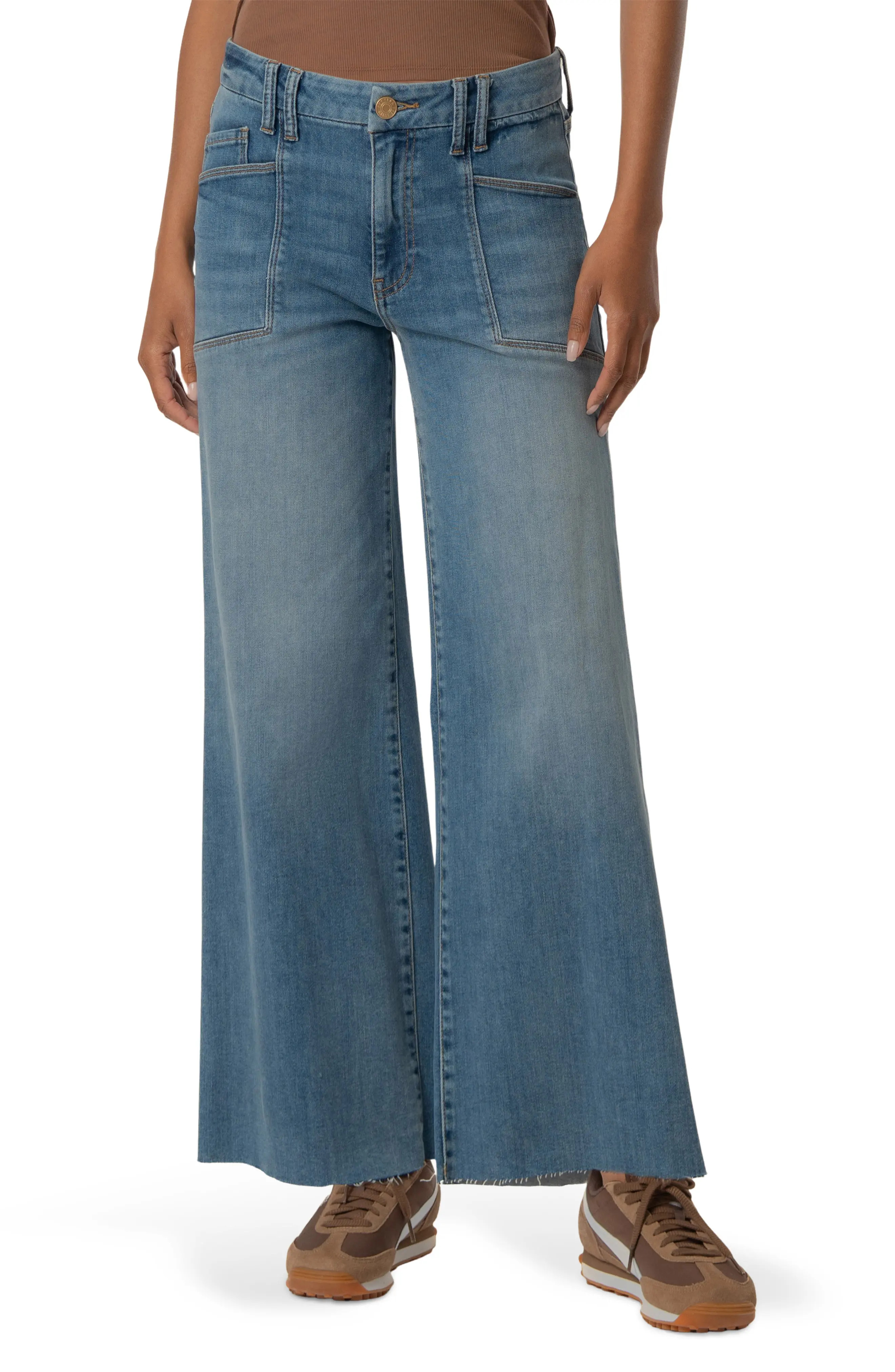 KUT from the Kloth Meg High Waist Raw Hem Wide Leg Jeans (Women) | Nordstrom | Nordstrom