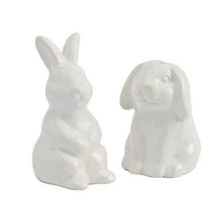 Modern Farmhouse Home White Easter Bunny Ceramic Salt and Pepper Shakers | Walmart (US)