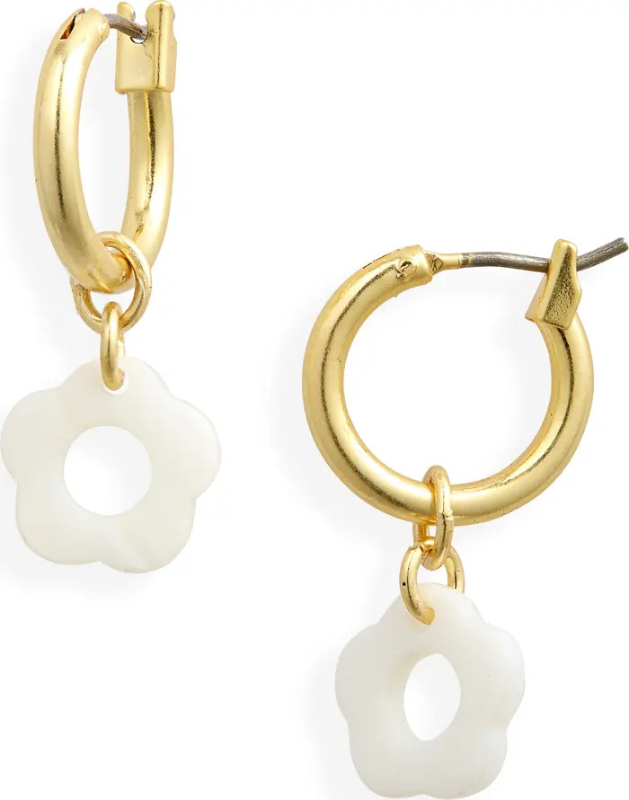 Madewell Retro Daisy Mother-of-Pearl Huggie Hoop Earrings | Nordstrom | Nordstrom