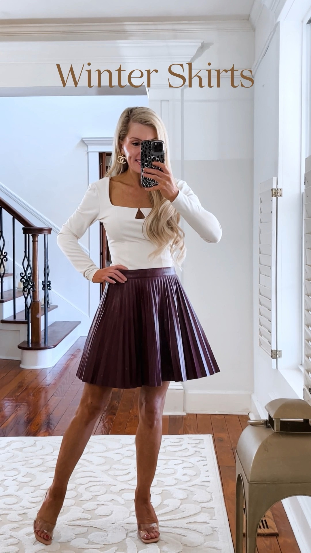 Sharing some of my fav outfits that ive styled this season with skirts 🤍: sizing recs ⬇️

Faux leather pleated skirt : similar linked 
V wire Bodysuit : xs 

Brown ruffle front faux leather mini skirt : xxs
Sweater : similar linked 

Black & white plaid skirt : similar linked 
Plum sparkle
Sweater : xxs

Black sweater cardigan : xs
Black sweater skirt : xs

Houndstooth A-Line skirt : xs
Black turtleneck : similar linked

Button down sweater skirt :  XXS P
White turtleneck : similar linked 

Black wool ladycoat : 00P
Tweed skirt : xxs ( limited sizing : similar also linked ) 
•
•
•
Winter outfit 
Faux leather skirt
Tweed skirt 
Wool coat 
Neutral outfit 
Workwear 
Business casual
Date night outift 
Chic outfit 
Office outfit 
Office style 

#LTKstyletip #LTKworkwear #LTKFind