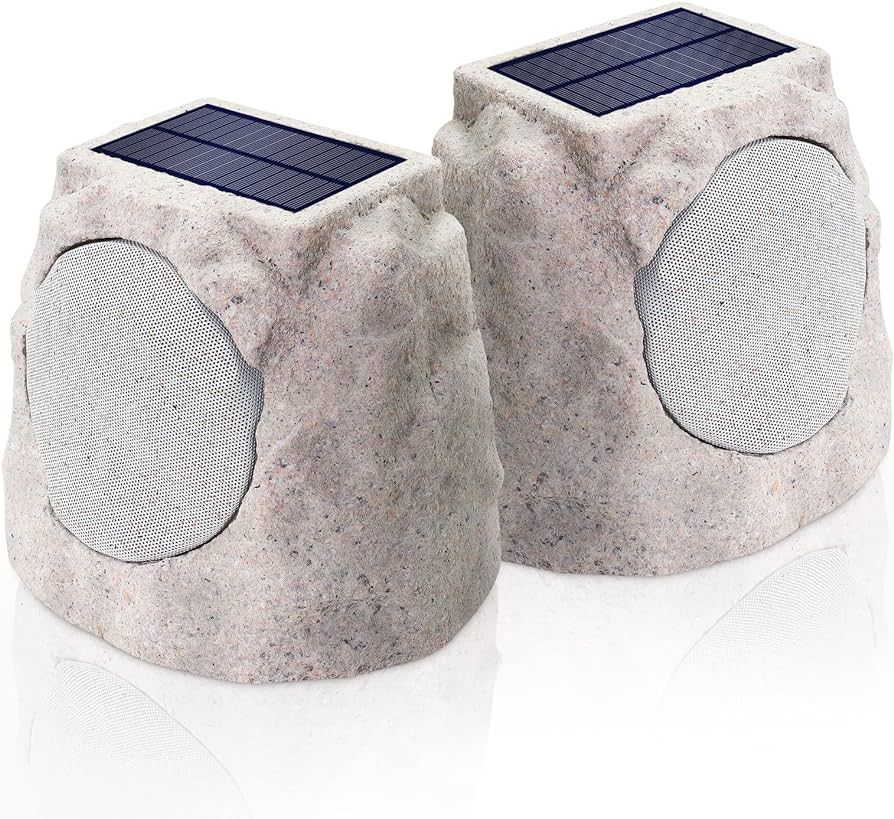 Rock Speakers Outdoor Waterproof Solar-Powered Bluetooth Wireless Outdoor Rock Speaker Rechargeab... | Amazon (US)