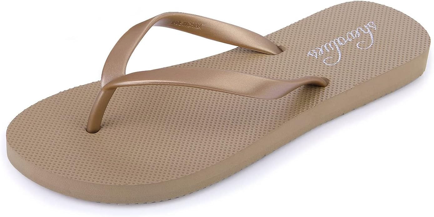 shevalues Slim Flip Flops for Women Beach Rubber Shower Shoes Basic Thong Sandals | Amazon (US)