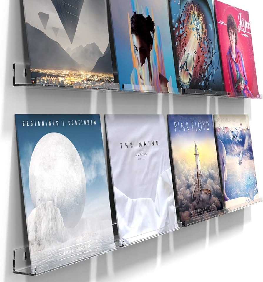 8 Pack 12-inch Vinyl Record Wall Mount,Clear Acrylic Album Record Holder Display,Kids Bookshelf,A... | Amazon (US)