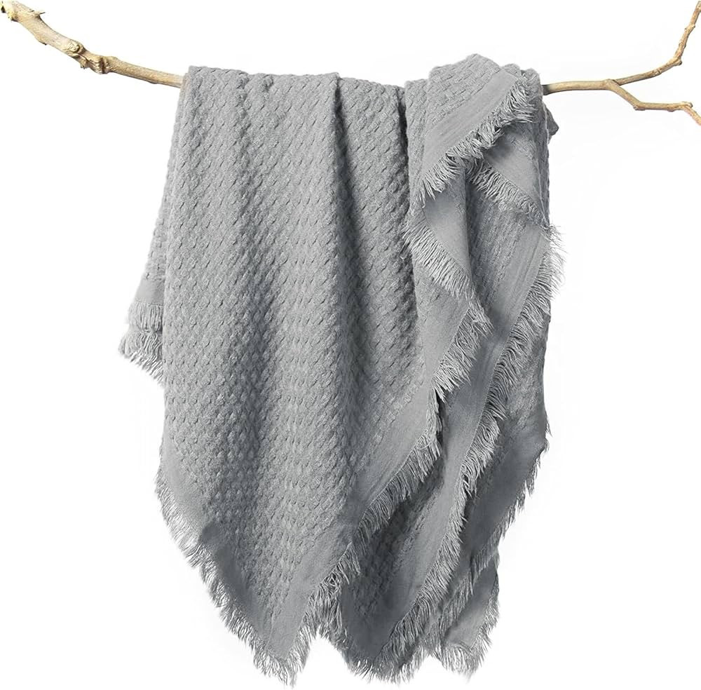 lifein Throw Blanket for Couch-Soft Boho Bed Throw Blankets,Cozy Grey Waffle Knitted Throw,Small ... | Amazon (US)
