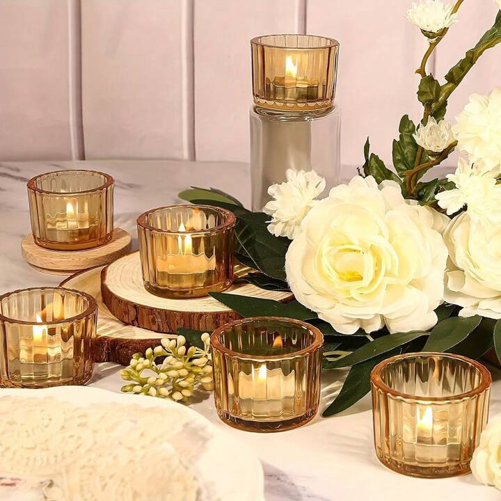 Tealight Candle Holder, 4/12/24pcs Glass Small Votive Candle Holders For Weddings Home Baby Shower Special Occasions,Room Decor,Gifts Birthday Graduation | SHEIN