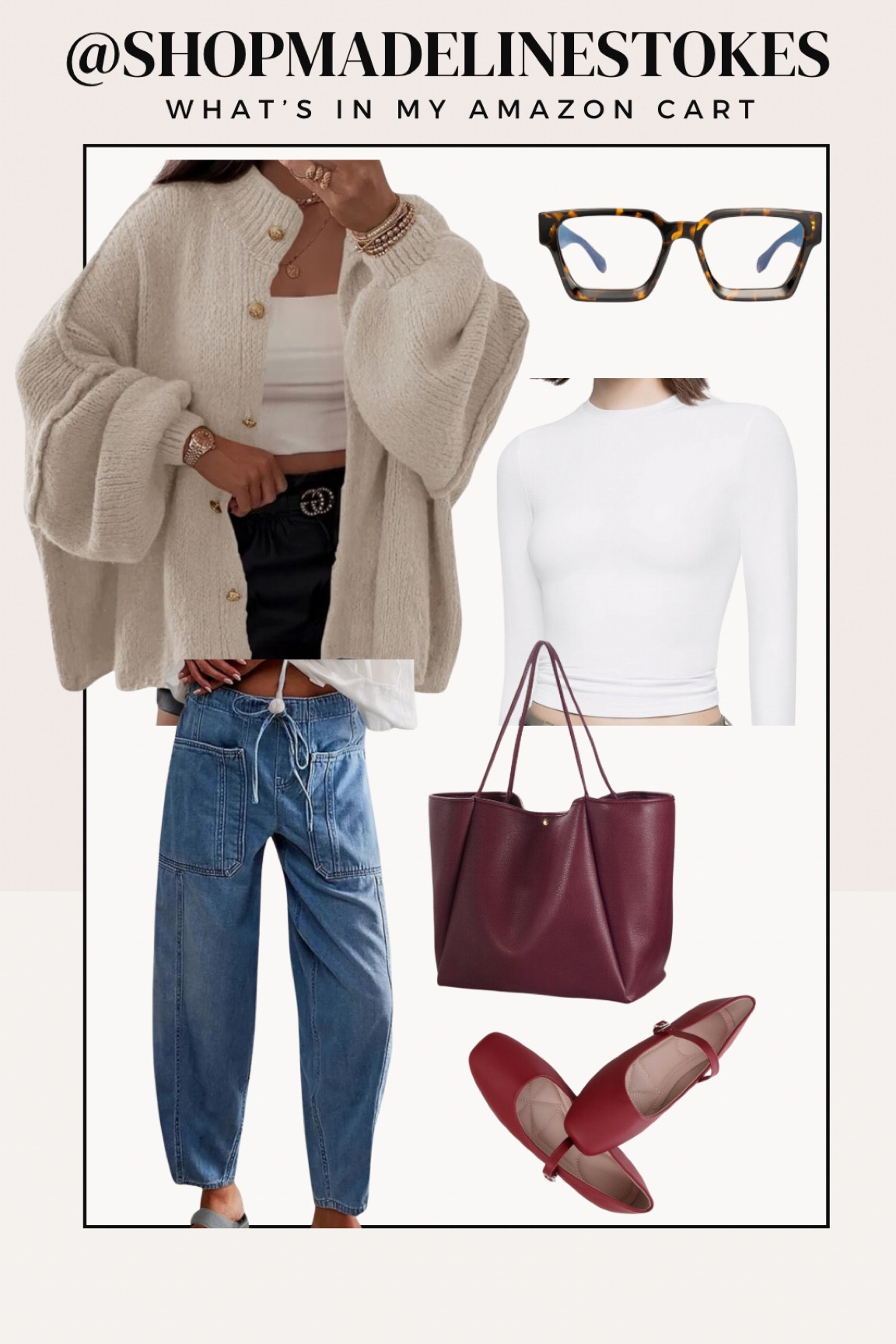 Love the buttons and collar detail on this neutral cardigan. The pops of red / maroon and very in for fall this year, I may even jump on the ballet flat band wagon again.

#LTKStyleTip #LTKFindsUnder100 #LTKShoeCrush