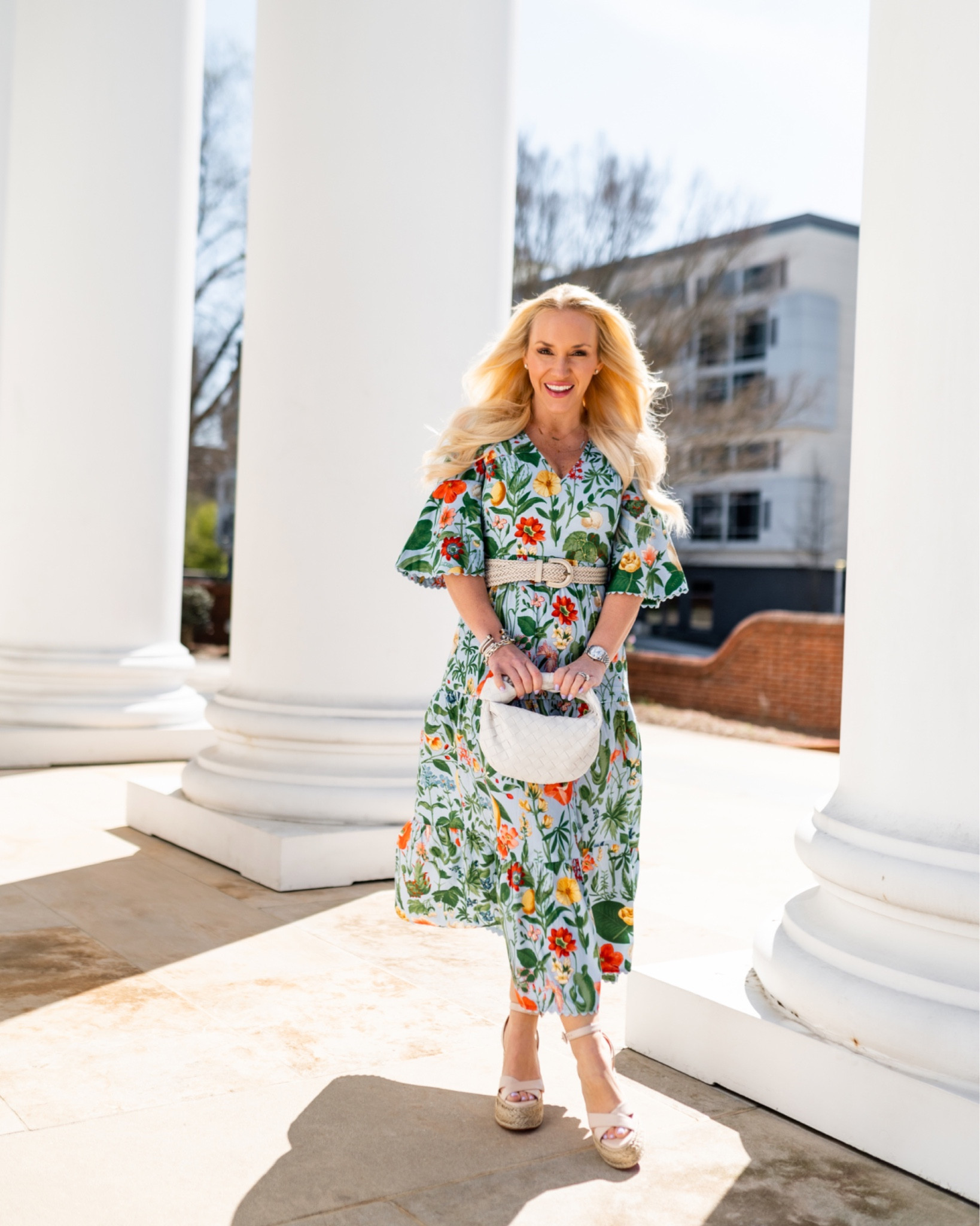 Botanical midi dress size XS.
Tuckernuck dress. Vacation look. Platform
Heels. Natural heels. Natural braided belt under $100. Bottega mini bag. White bag. Spring style. Spring break look. Summer dress. Summer looks. Summer style 

#LTKtravel #LTKSeasonal #LTKshoecrush